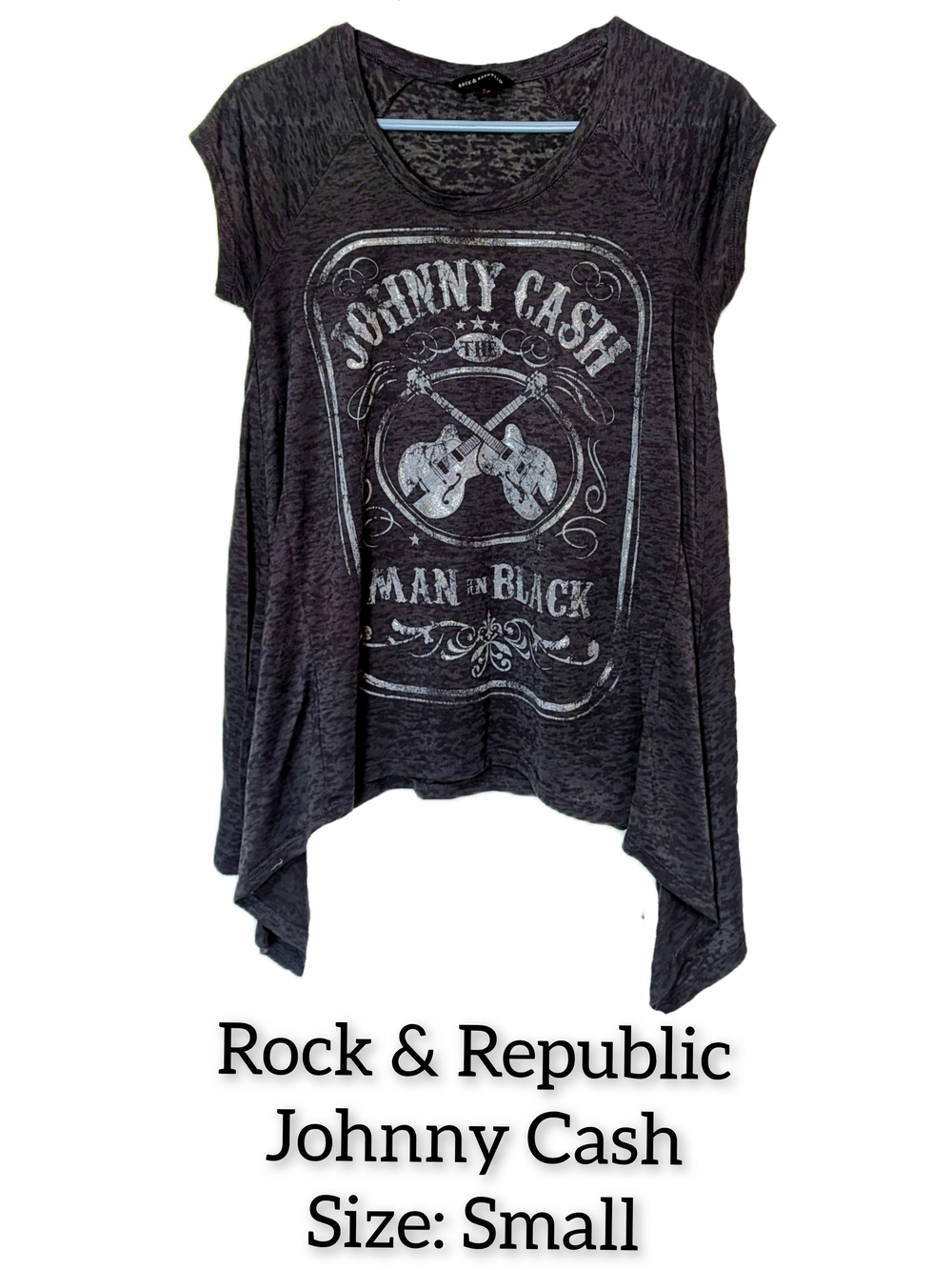 Rock & Republic Black Johnny Cash Graphic Short Sleeve Tee